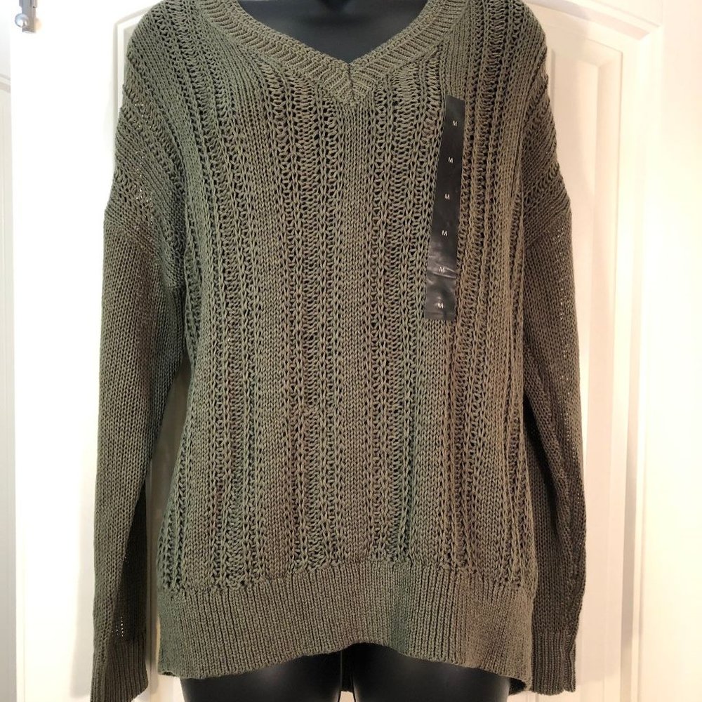 Olive Green Light V-Neck Sweater